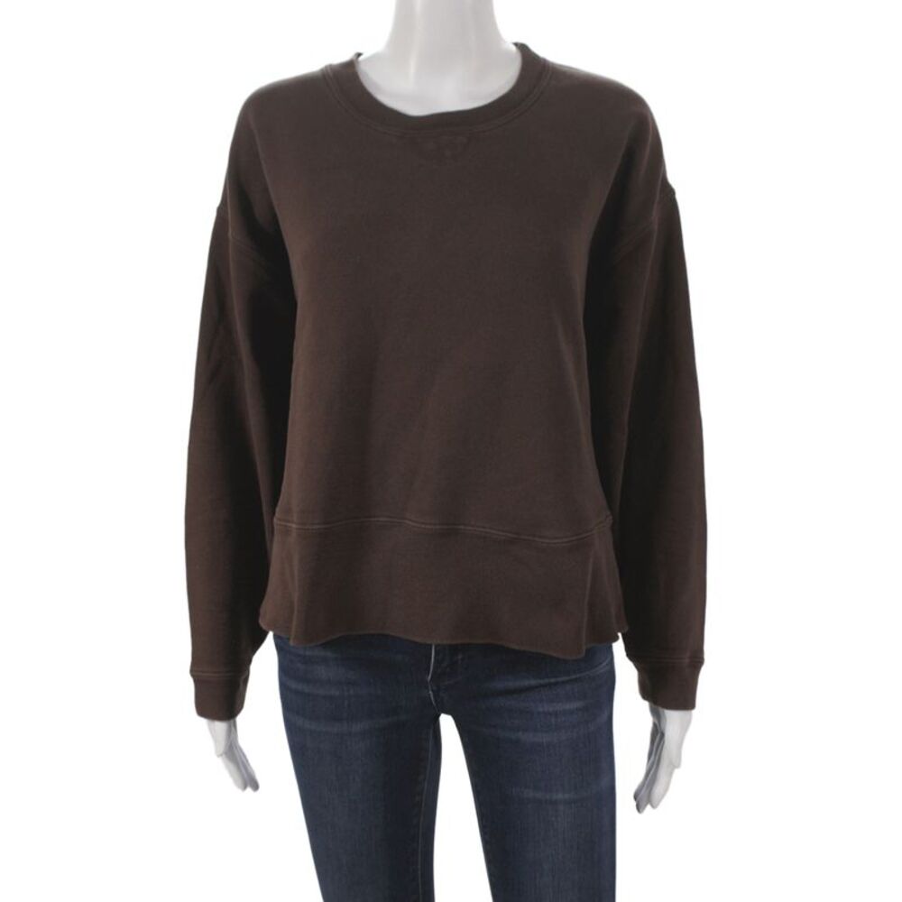 The Great Womens Pullover Sweatshirt Brown 100% Cotton Long Sleeve Size 2